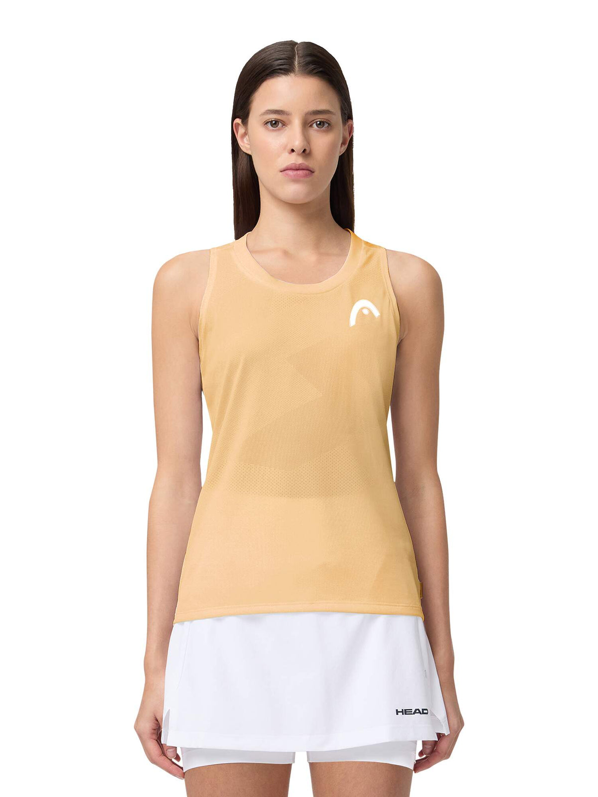 HEAD PRO Womens Tennis Tank Top in Apricot - model three quarter view