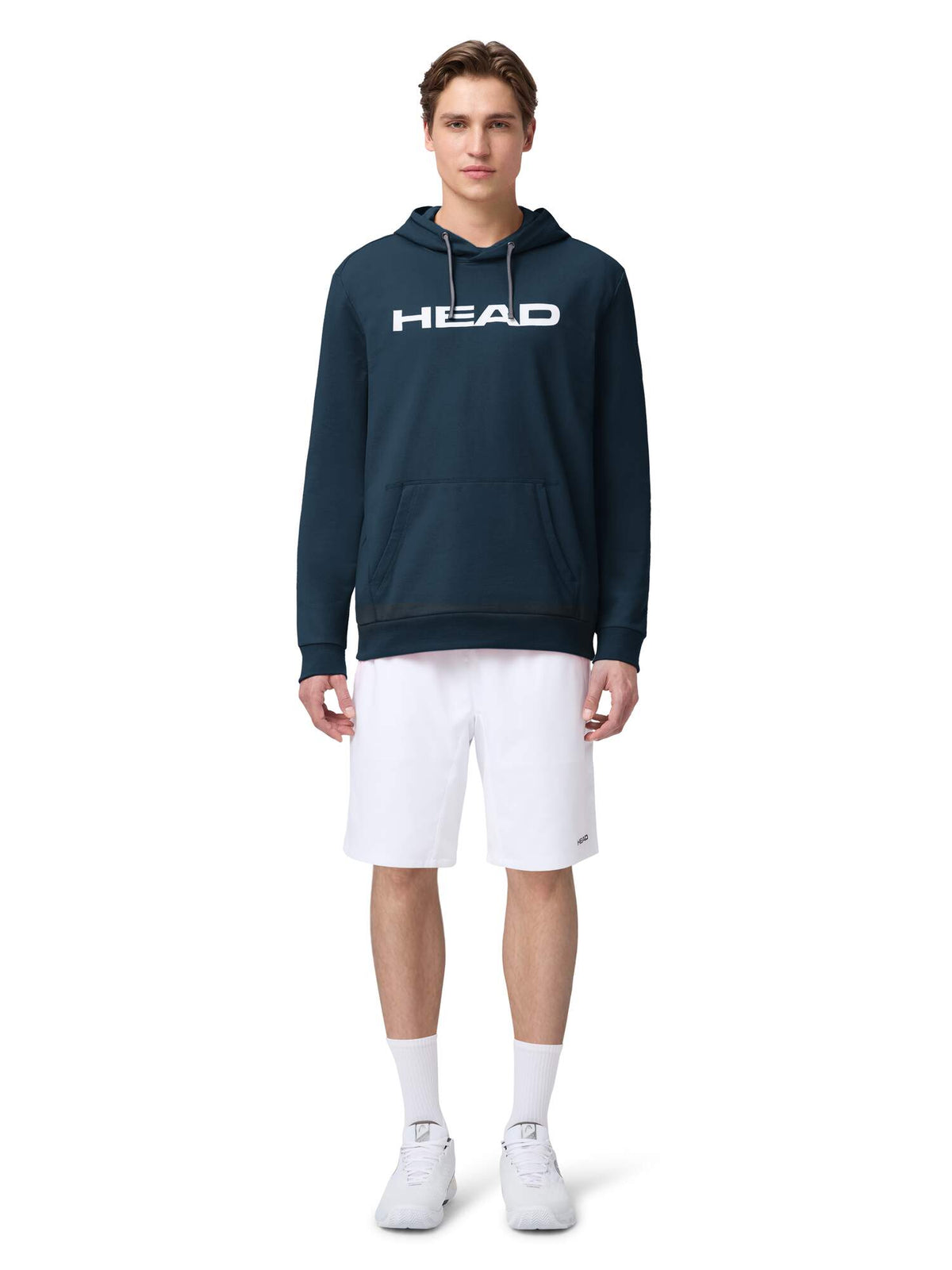 HEAD CLUB ORIGINAL Mens Tennis Hoodie in Navy - model front view