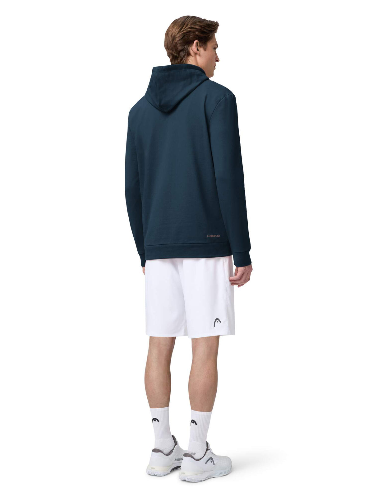 HEAD CLUB ORIGINAL Mens Tennis Hoodie in Navy - model back view