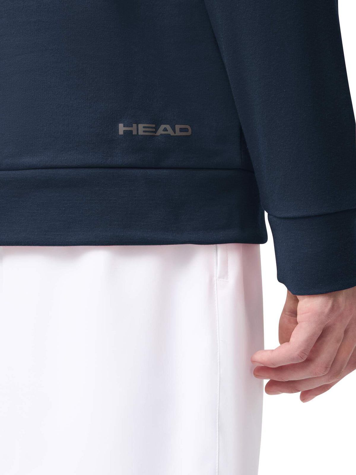 HEAD CLUB ORIGINAL Mens Tennis Hoodie in Navy - model detail