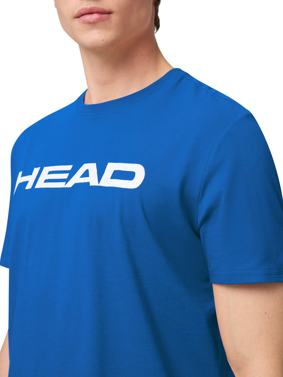 HEAD CLUB ORIGINAL Mens Tennis T-Shirt in Royal Blue - model close-up