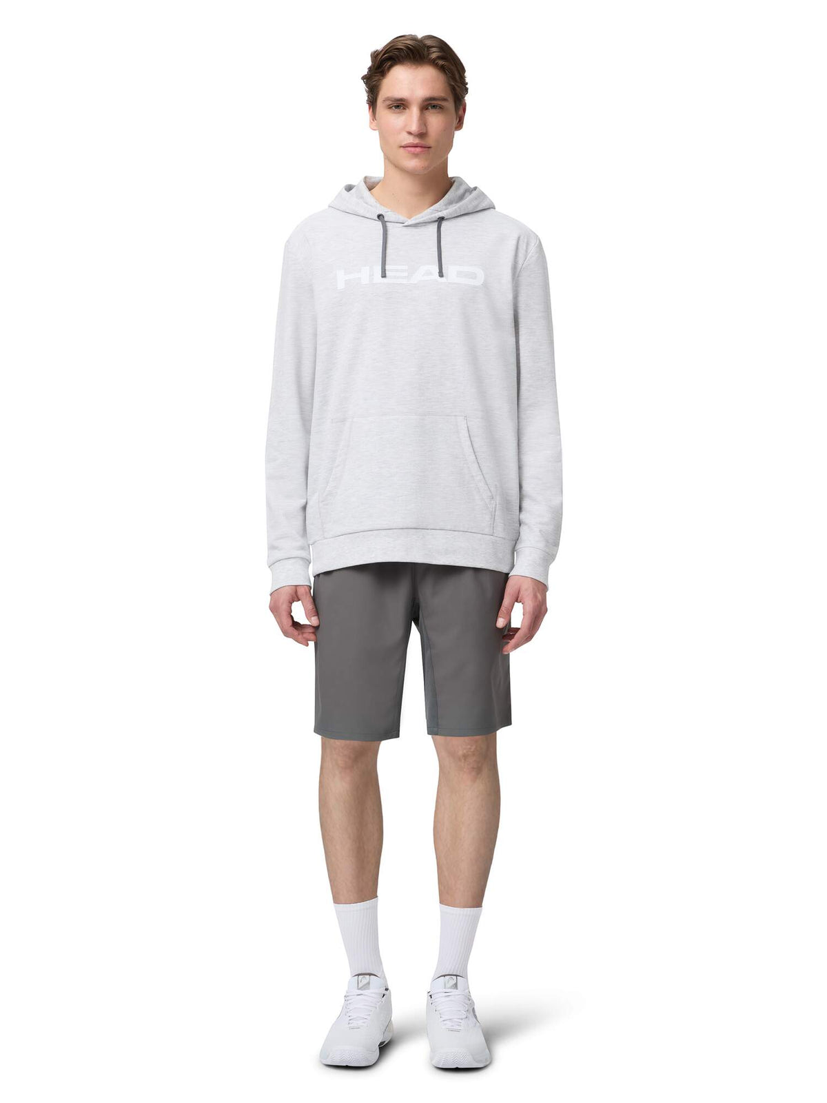 HEAD CLUB ORIGINAL Mens Tennis Hoodie in Grey Melange - model front view