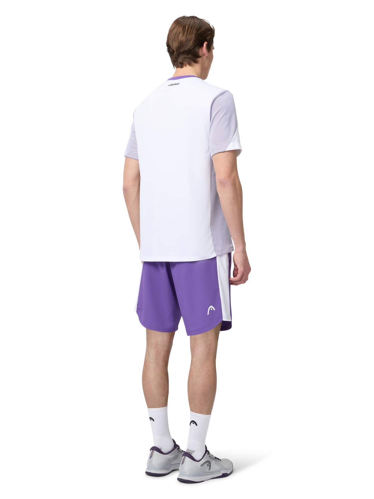 HEAD SLICE Tennis T-Shirt Mens in White/Purple - lifestyle