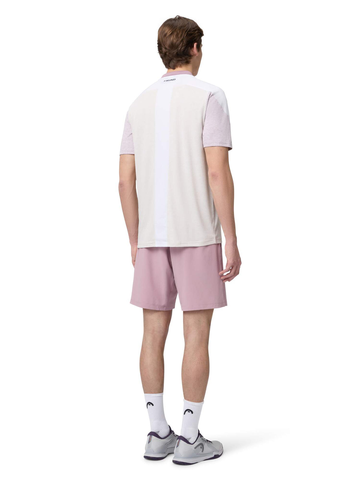 HEAD PLAY Tech Mens Tennis Polo Shirt in White - model back view