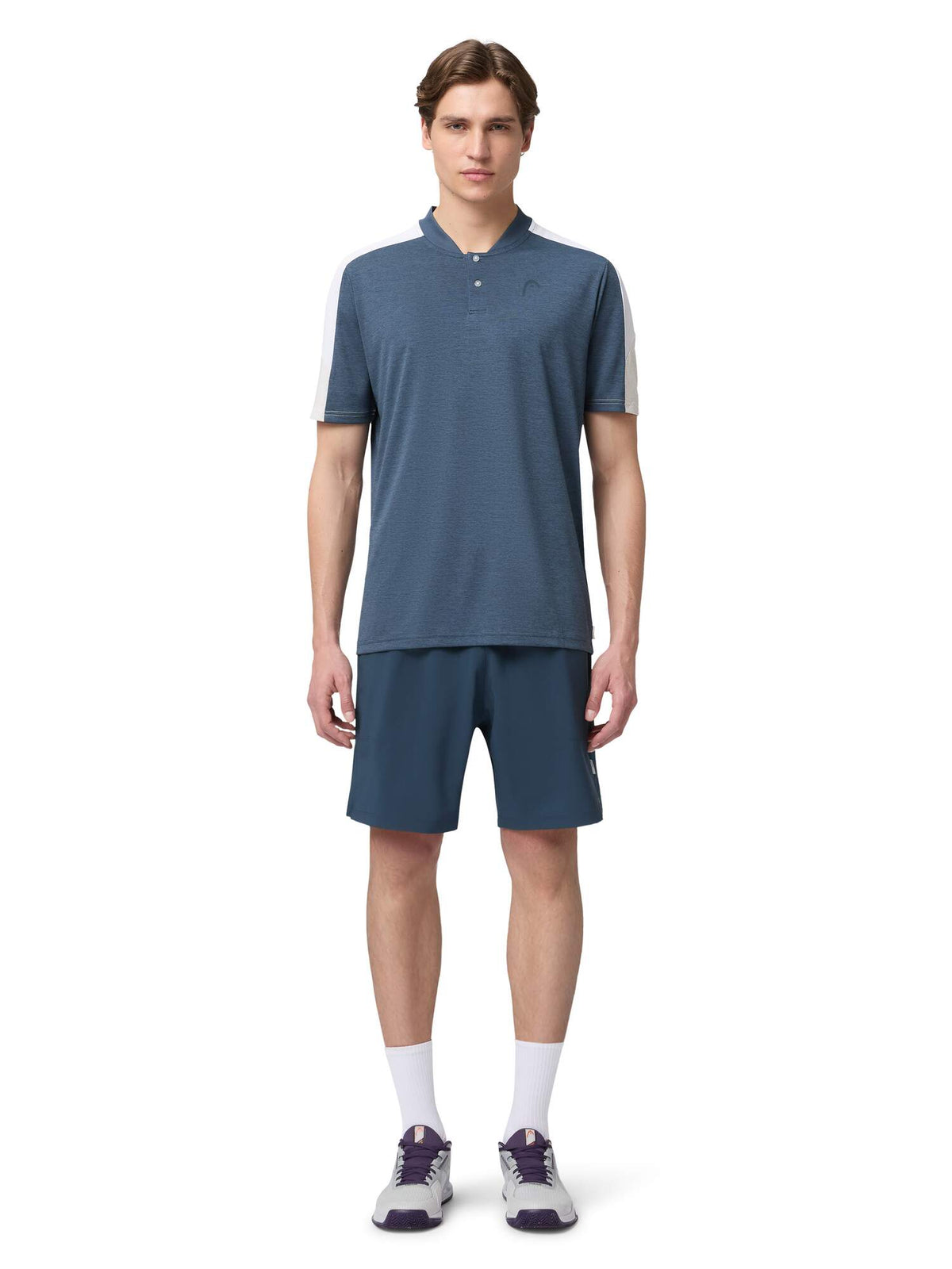 HEAD PLAY Tech Mens Tennis Polo Shirt in Navy - model front view