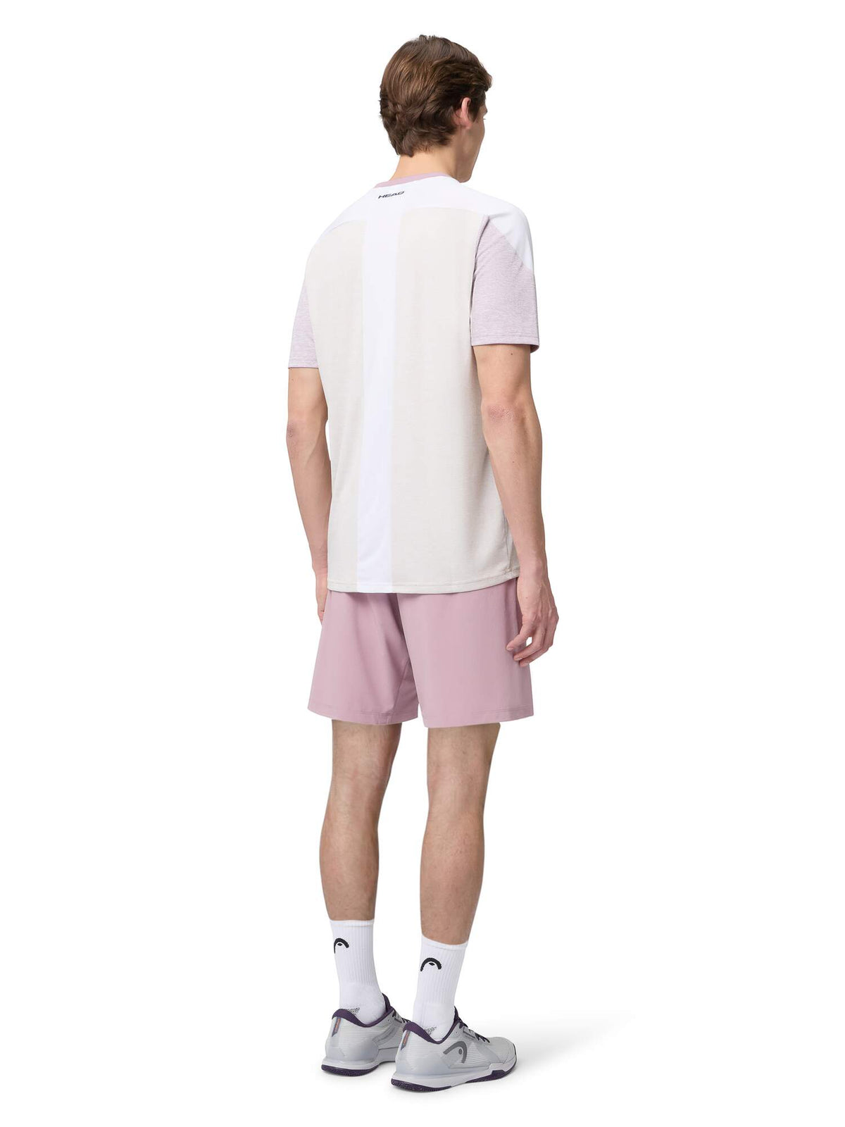 HEAD PLAY Tech Mens Tennis T-Shirt in White - model back view