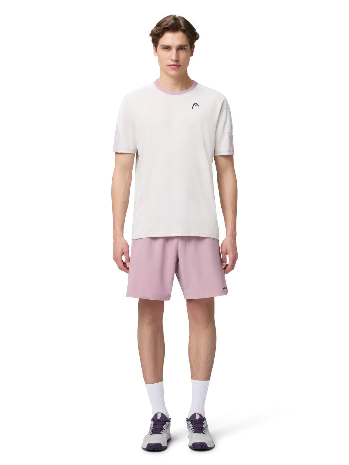 HEAD PLAY Tech Mens Tennis T-Shirt in White - model front view