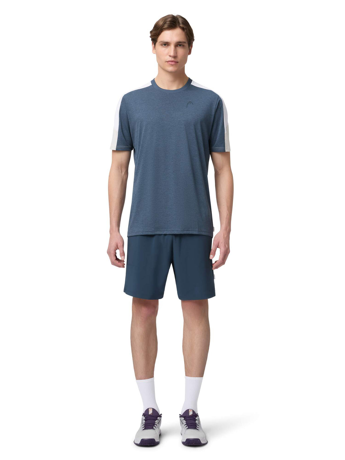 HEAD PLAY Tech Mens Tennis T-Shirt in Navy - model front view