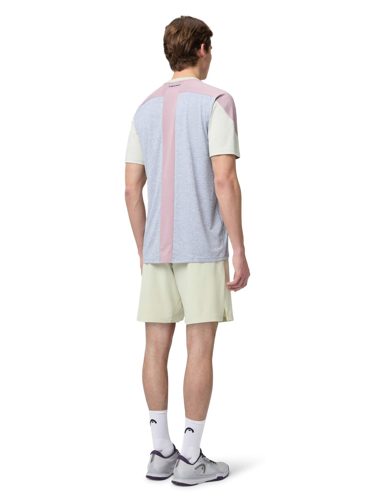 HEAD PLAY Tech Mens Tennis T-Shirt in Slate - model back view