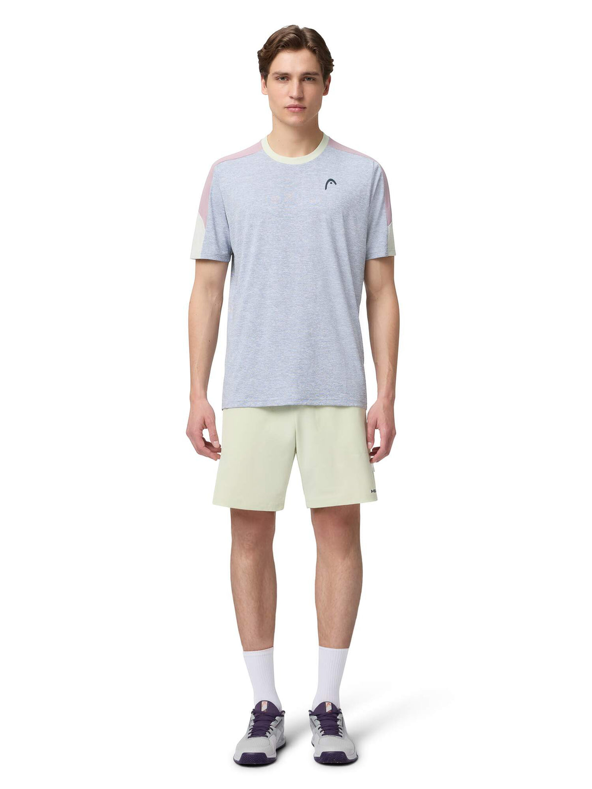 HEAD PLAY Tech Mens Tennis T-Shirt in Slate - model front view