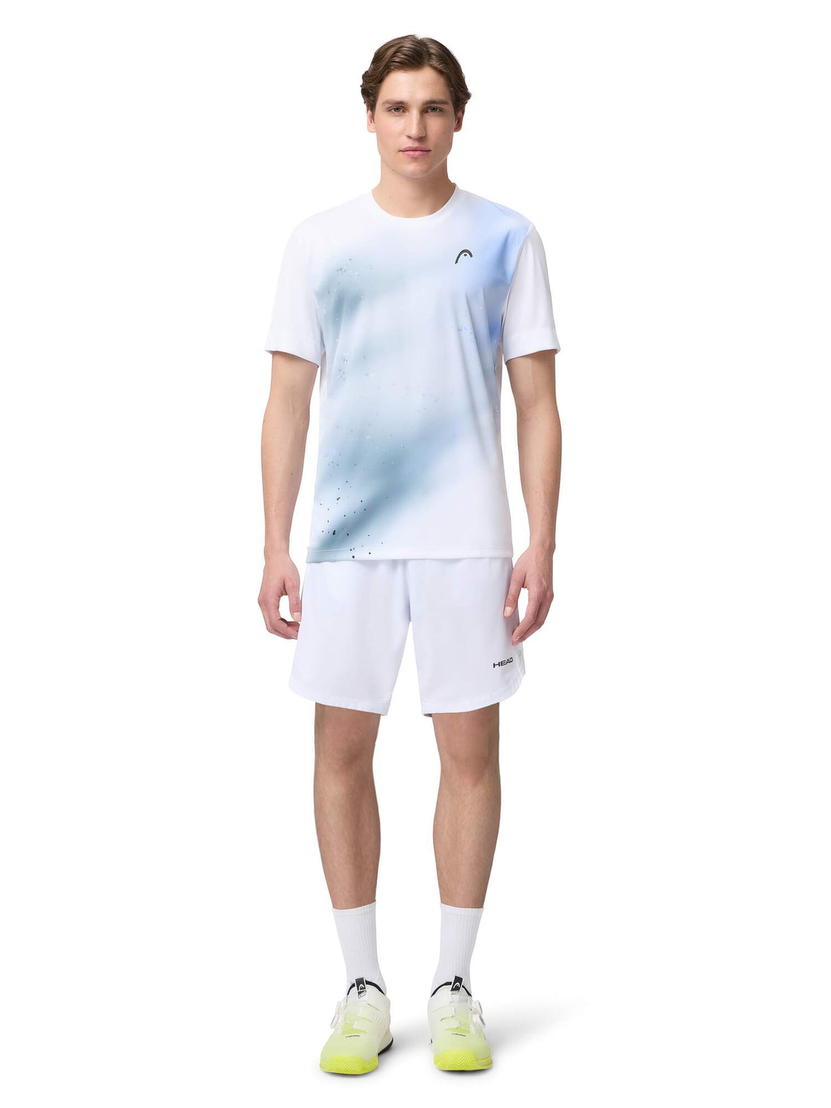 HEAD TOPSPIN Mens Tennis T-Shirt in Navy Print - model front view