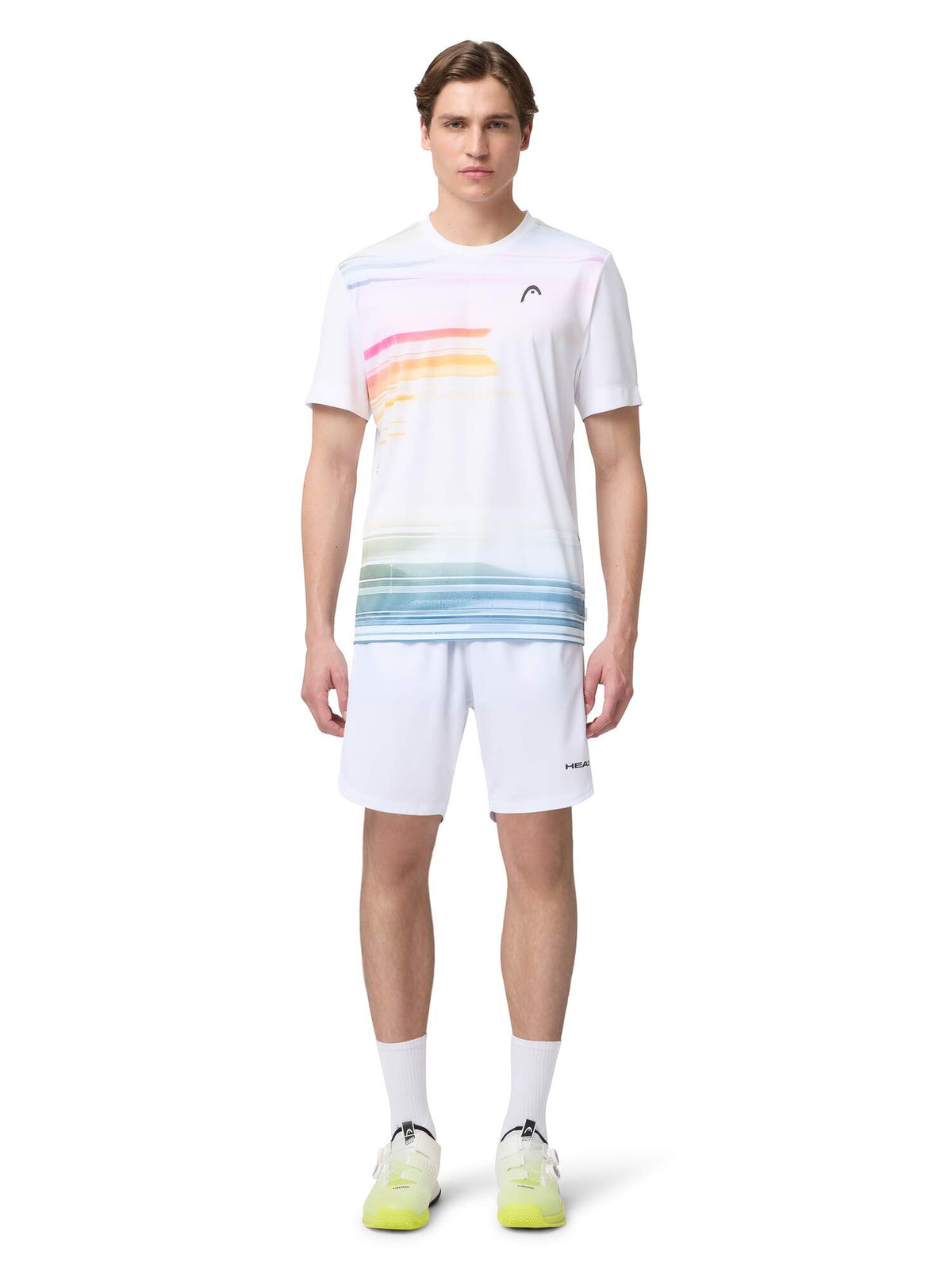 HEAD TOPSPIN Mens Tennis T-Shirt in Purple Print - model front view