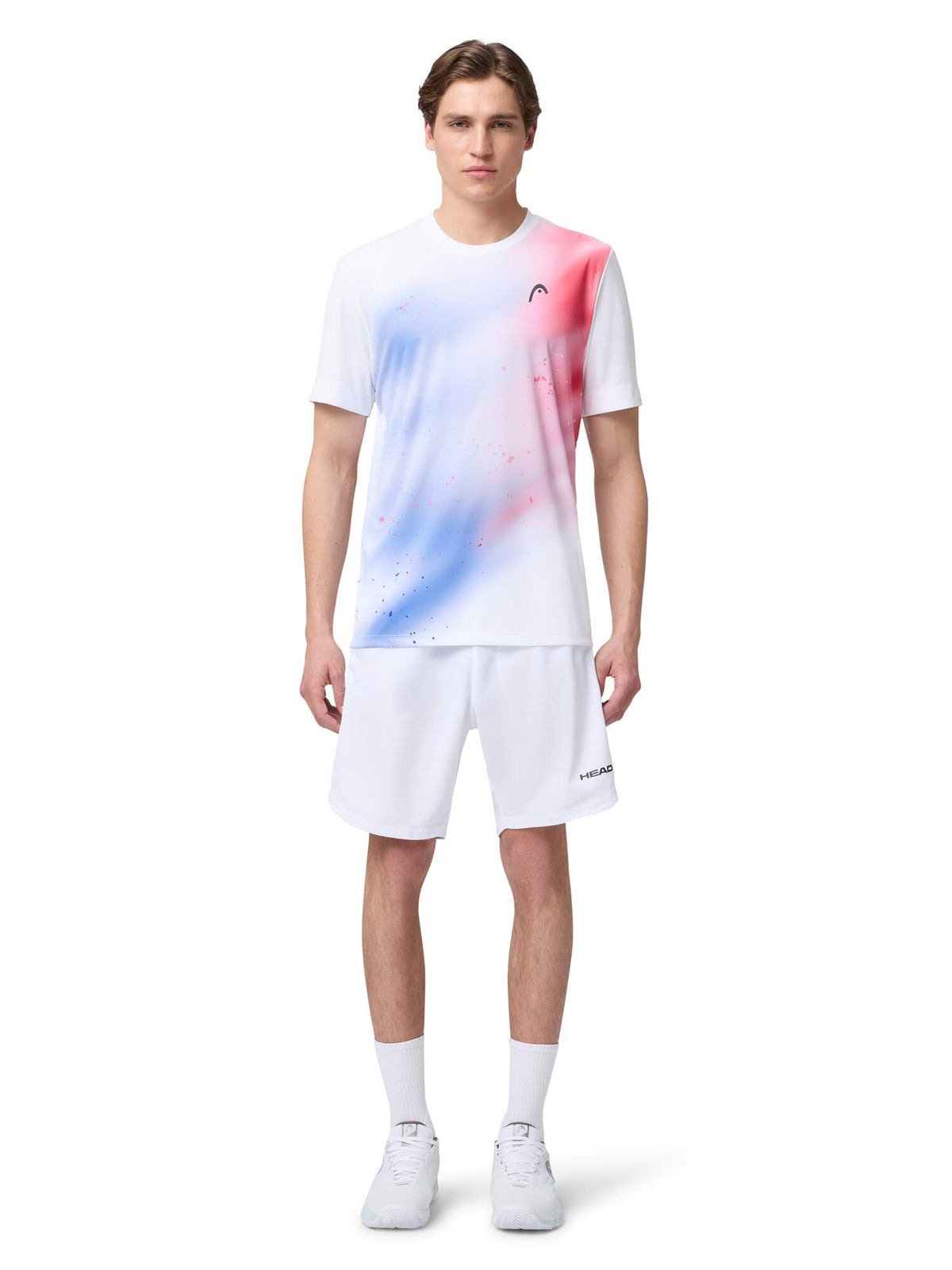 HEAD TOPSPIN Mens Tennis T-Shirt in Royal Blue Print - model front view