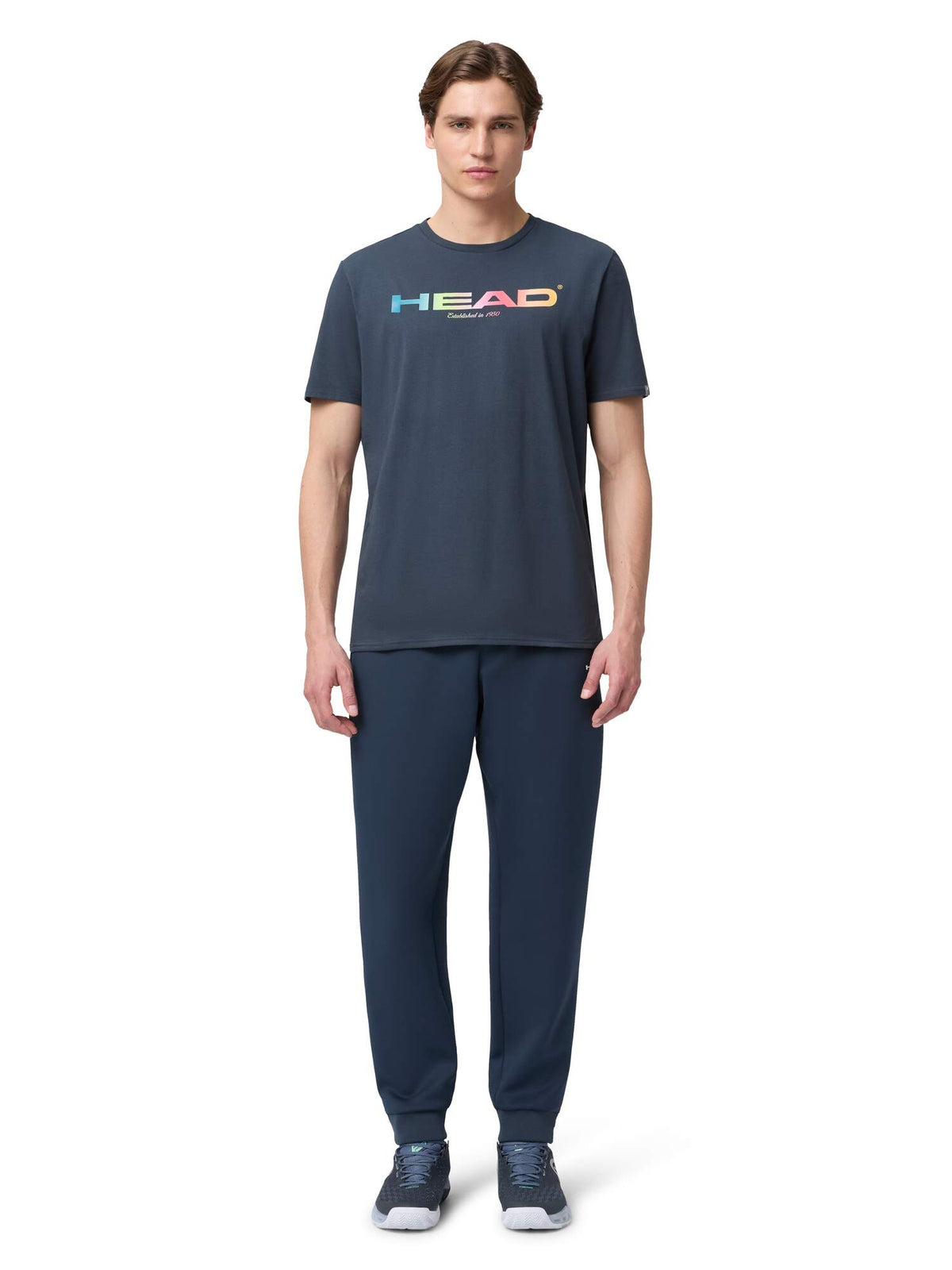 HEAD RAINBOW Mens Tennis T-Shirt in Navy - model front view