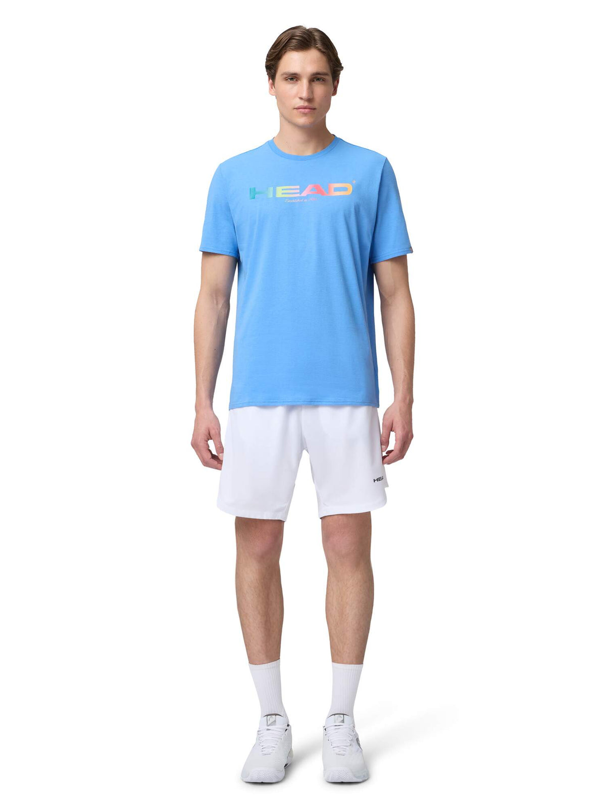 HEAD RAINBOW Mens Tennis T-Shirt in Airforce Blue - model front view