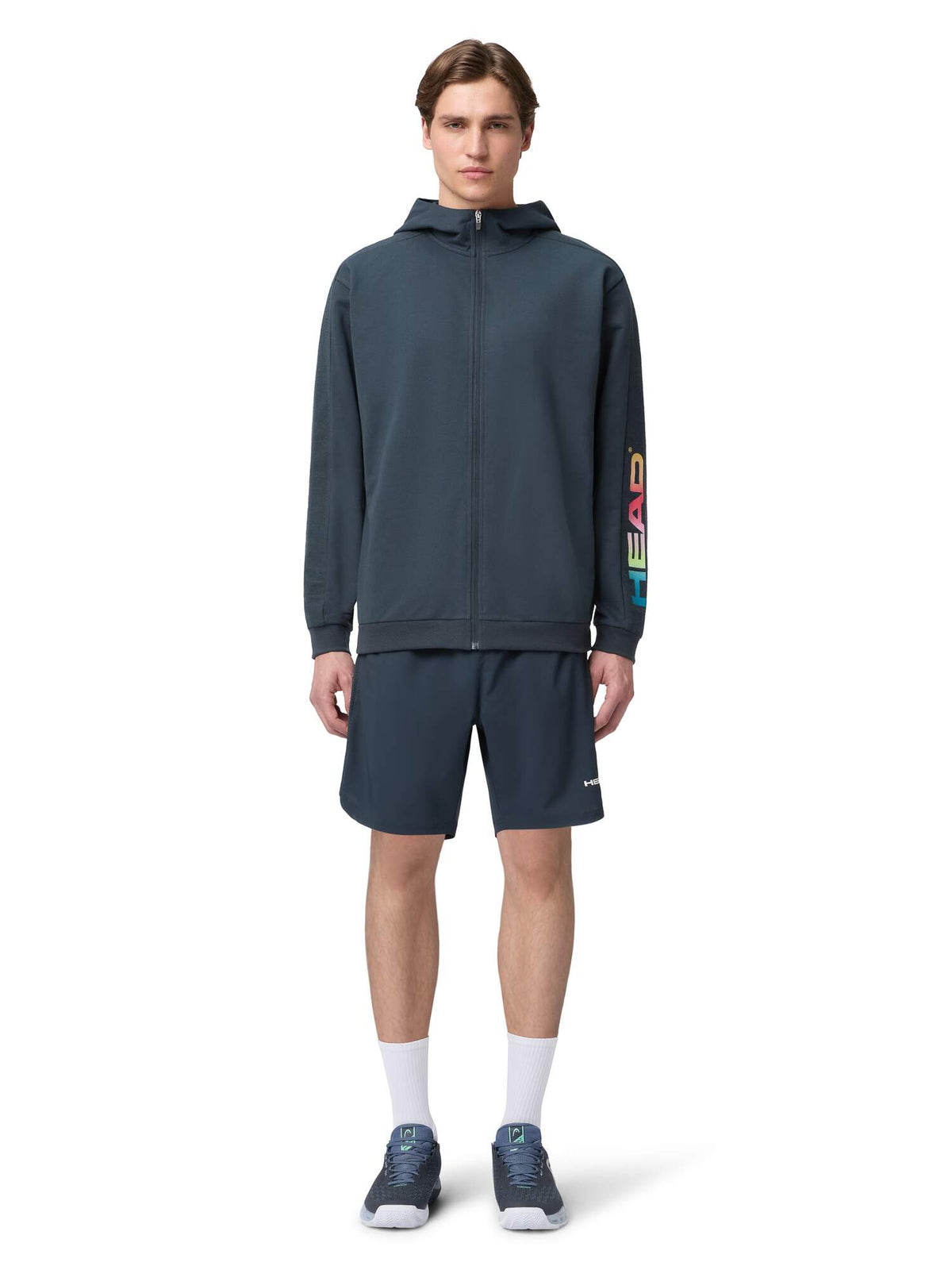 HEAD RALLY Mens Full-Zip Tennis Hoodie in Navy - model front view