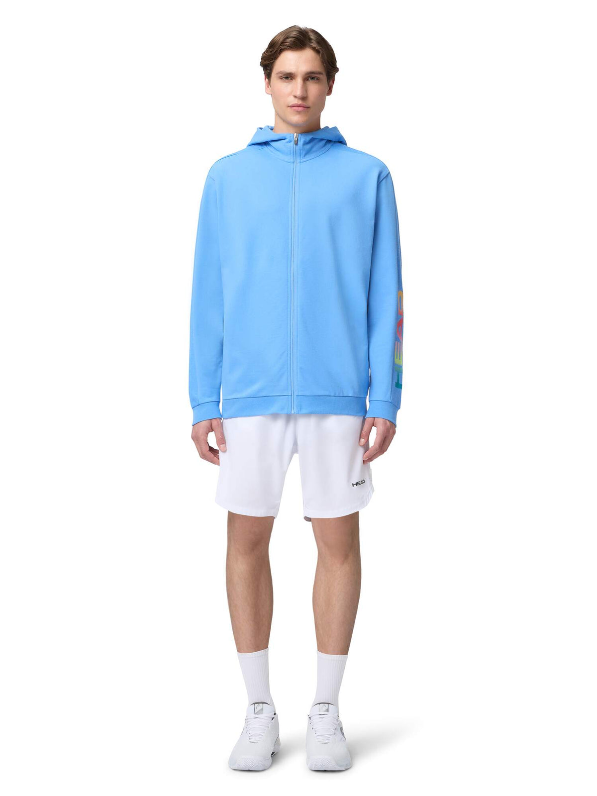 HEAD RALLY Mens Full-Zip Tennis Hoodie in Airforce Blue - model front view