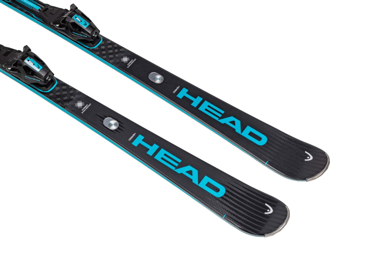 HEAD Supershape e-Speed Skis with Protector EVO PR 13 GW Bindings in Black - tip detail