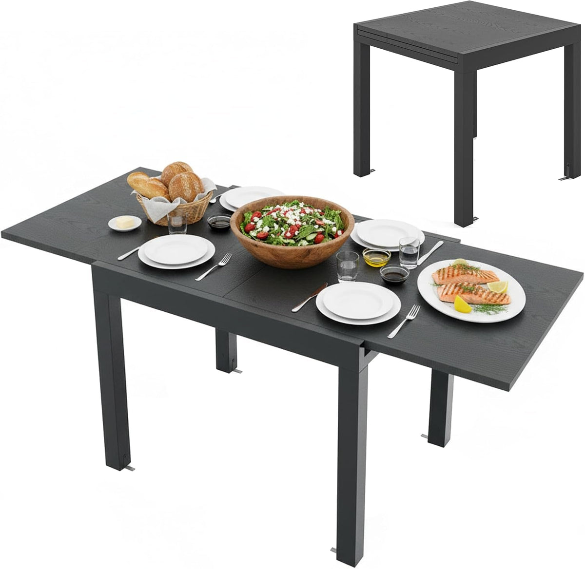 31.5, 63 in Aluminum Extendable Patio Table, Seats 4, 6 - View 12