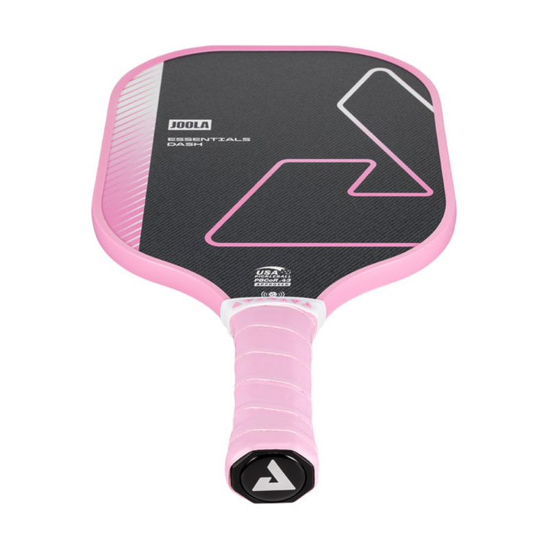 Pink and black pickleball paddle with JOOLA branding on a white background