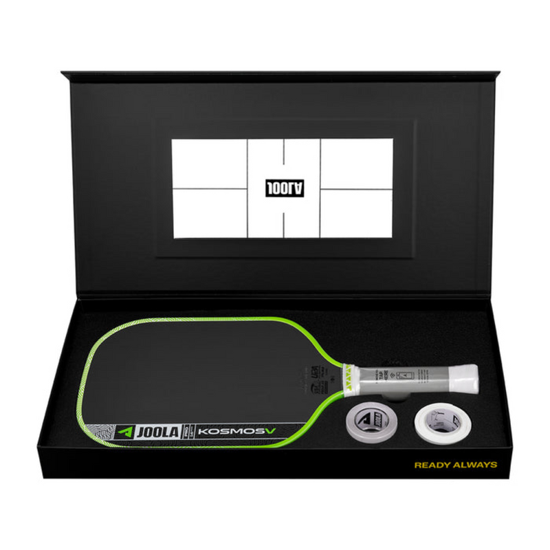 Joola Perseus V pickleball paddle in a black box with a white background
