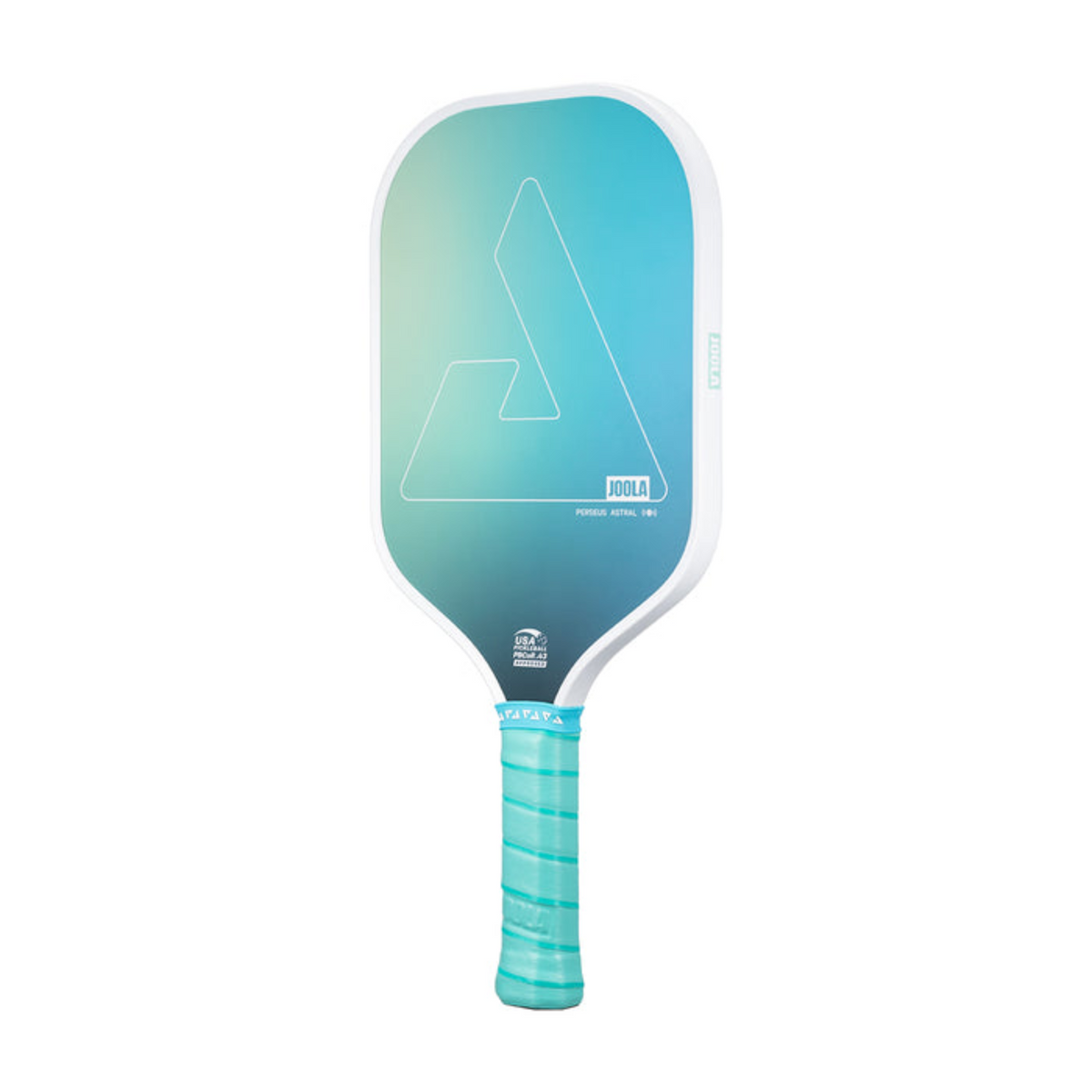 Gradient blue pickleball paddle with white accents on a white background