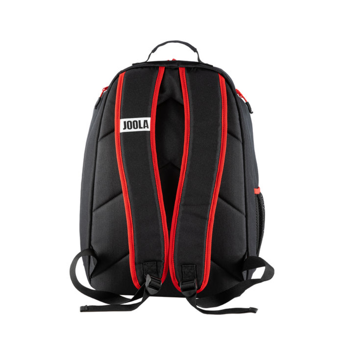 Black backpack with red accents and Joola branding on a white background