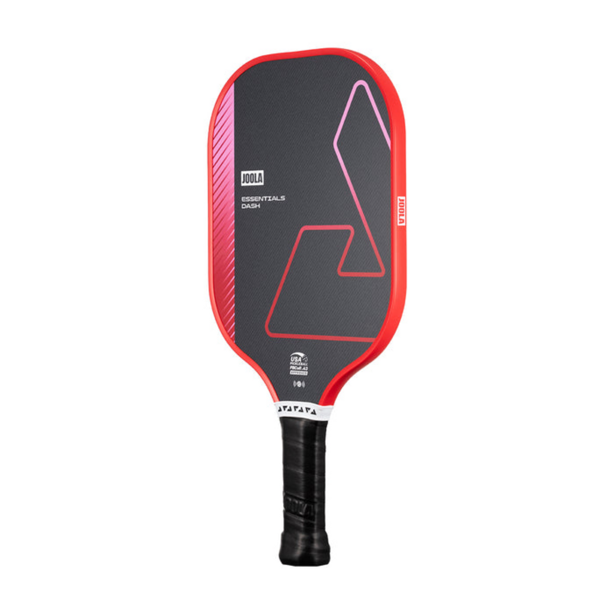Black and red pickleball paddle with JOOLA branding on a white background
