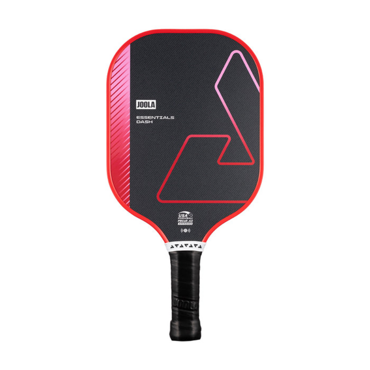 Red and black pickleball paddle with Joola branding on a white background