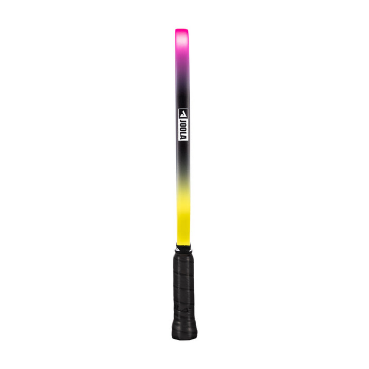 Gradient light stick with black base, yellow middle, and pink top on a white background