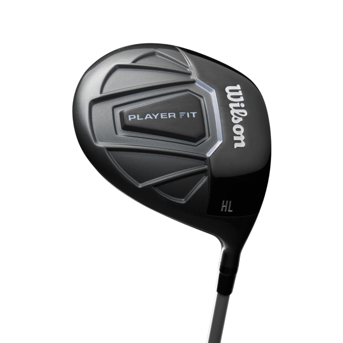 Wilson Golf Women’s PlayerFit complete golf club set with graphite shafts in a gray and black cart bag, featuring driver, fairway woods, irons, and putter displayed in the bag on a white background.