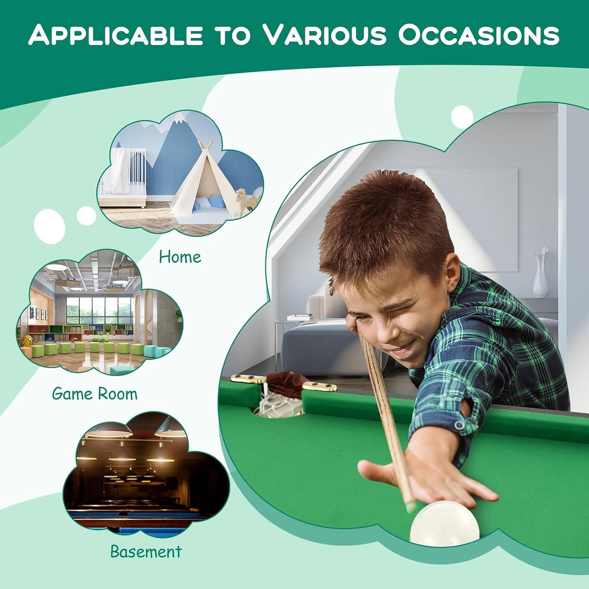 47" Folding Kids Pool Table with 16 Balls & 2 Cues - View 9
