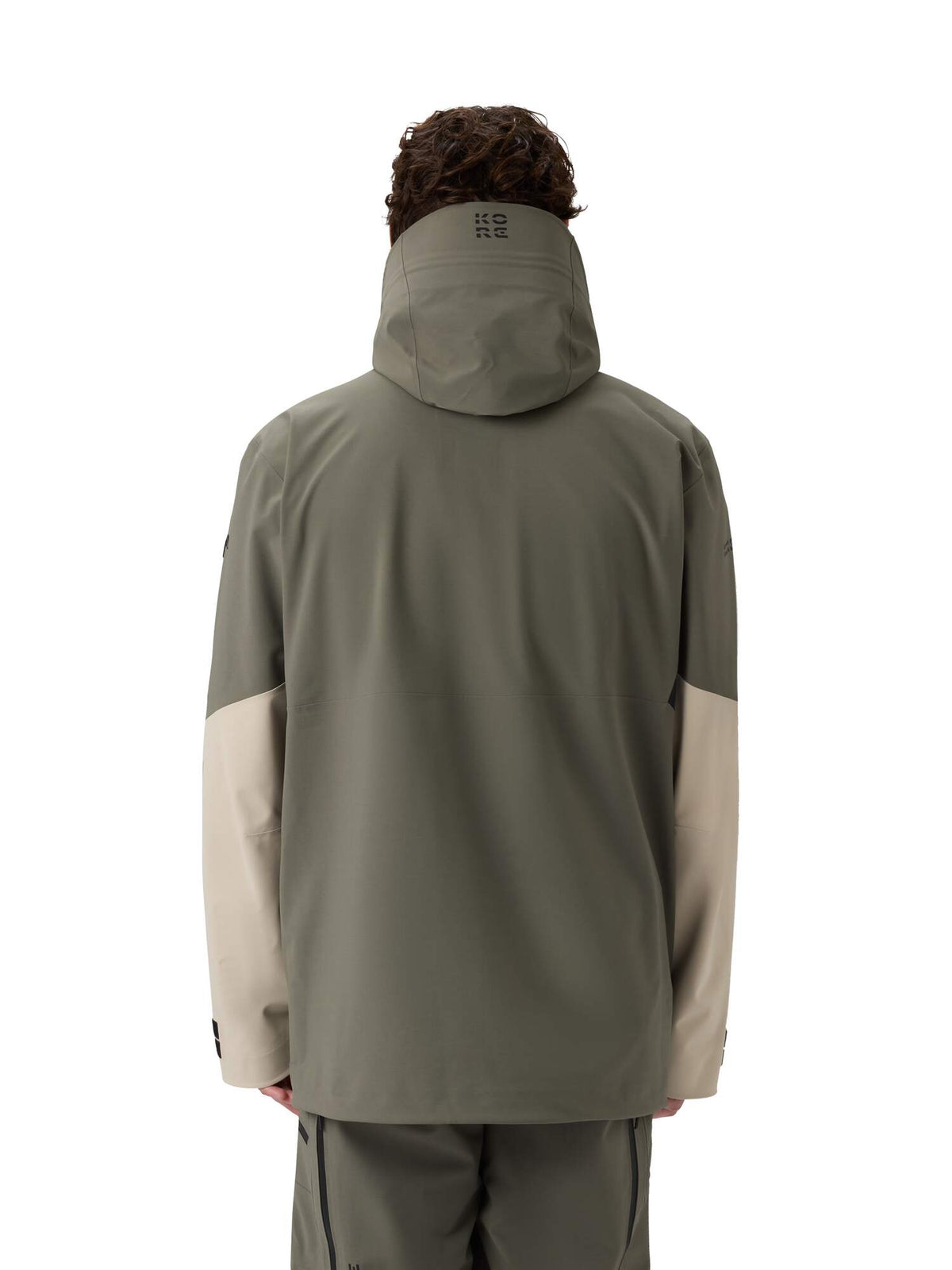 HEAD KORE Freeride Ski Jacket Mens in Green Sand/Black - back view on model