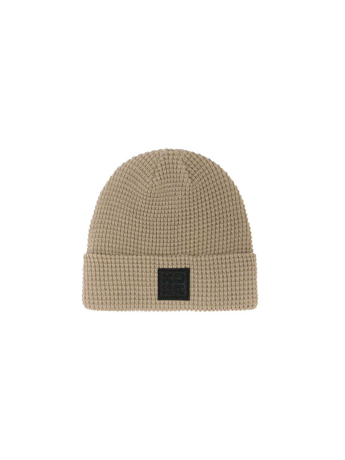 HEAD KORE Waffle Knit Beanie in Cream - front view