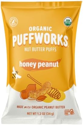 Puffworks Organic Honey Peanut Butter Puffs, 1.2 oz (Case of 6)