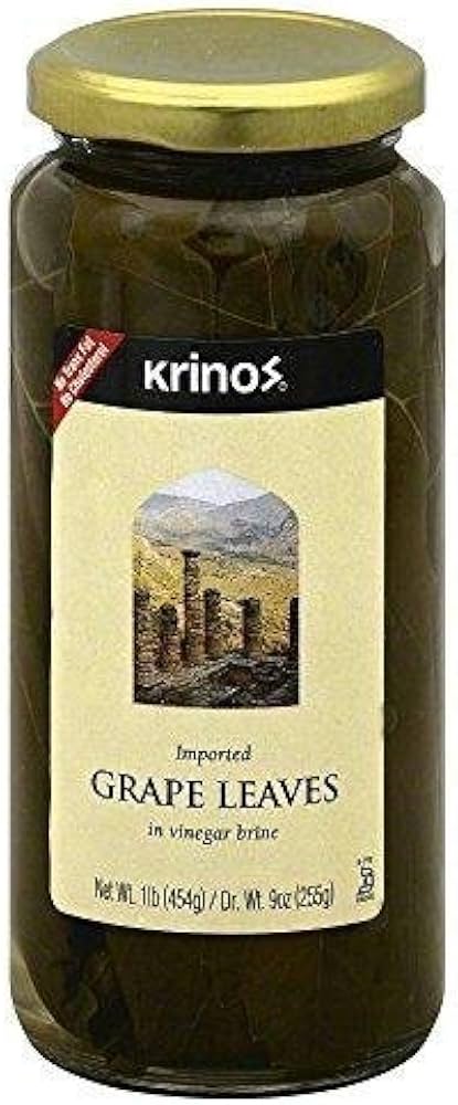 Krinos Grape Leaves in Vinegar Brine, 16 oz (Case of 12)