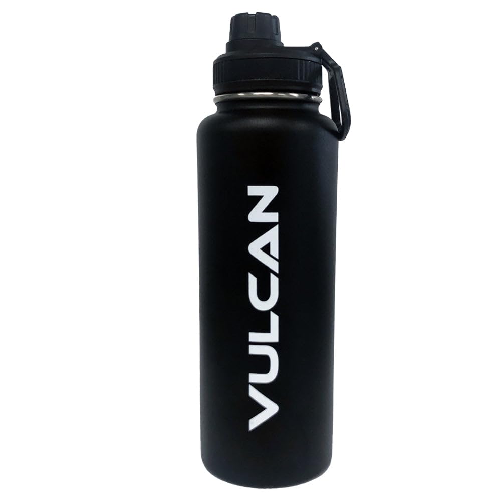 Vulcan 40 oz Stainless Double Wall Water Bottle, Black - Front View