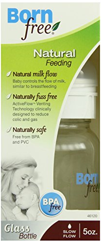 Bornfree Natural Feeding Glass Bottle, Slow Flow, 5 oz
