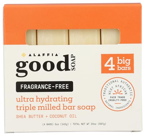 Alaffia Fragrance Free Good Bar Soap, 4 ct