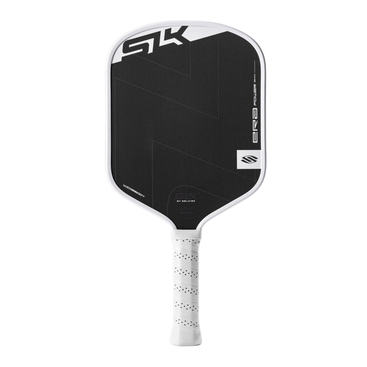 Selkirk SLK ERA Power pickleball paddle with a textured face, wide shape, and perforated grip handle designed for control and power.
