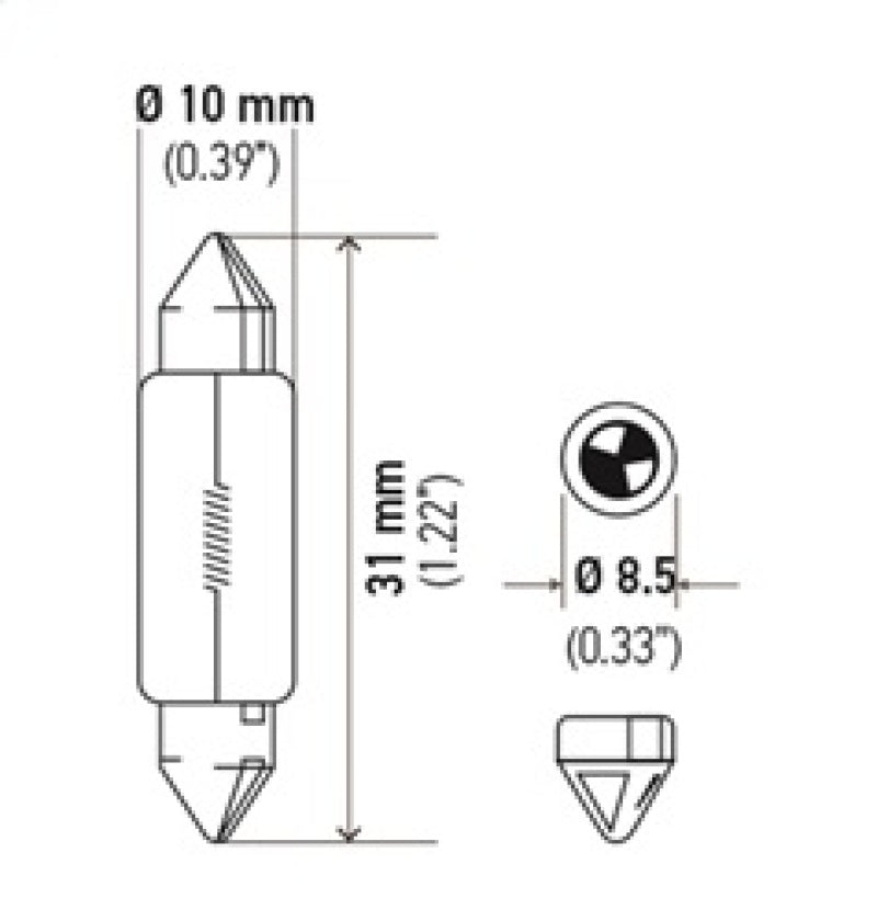 Hella Universal Clear 12V 10W 10x41mm T3.25 Bulb - View 6