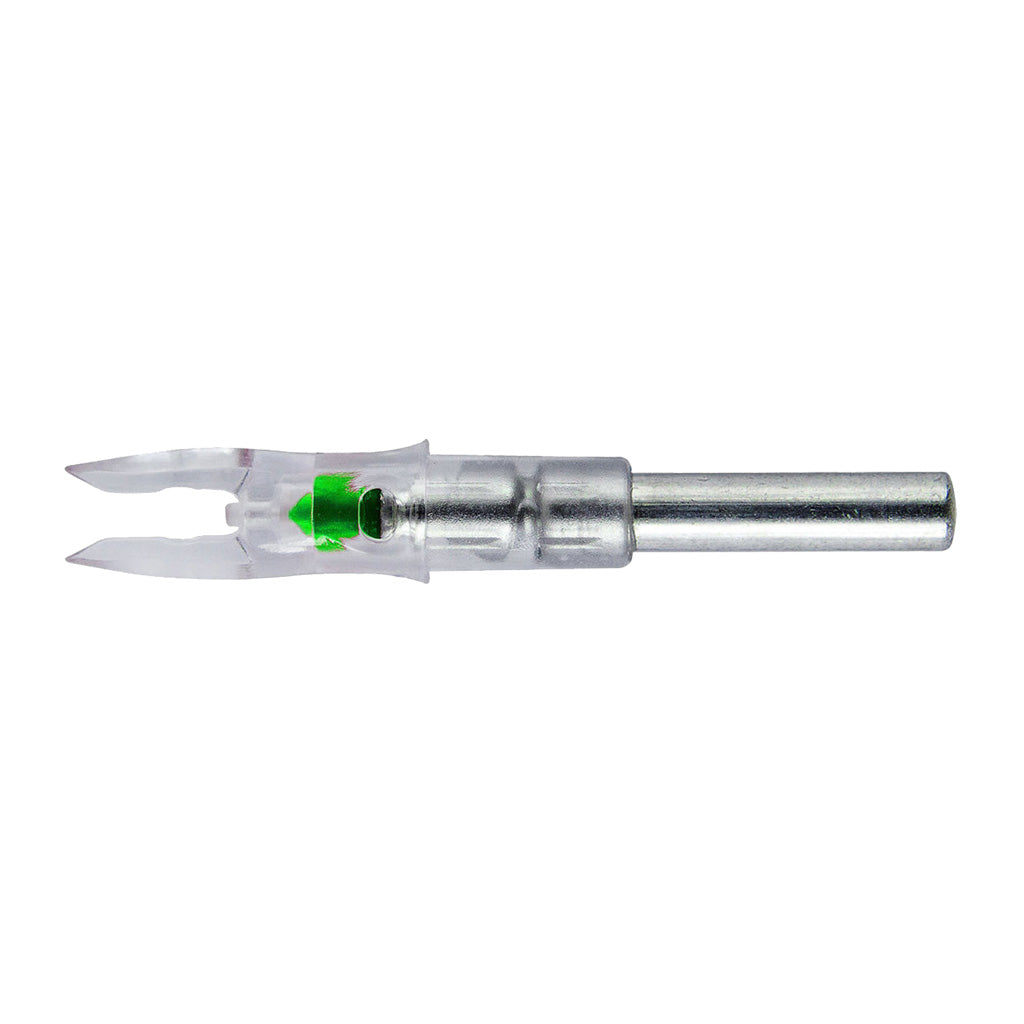 Nockturnal Lighted Nocks in Green Gold Tip Nock - Front View