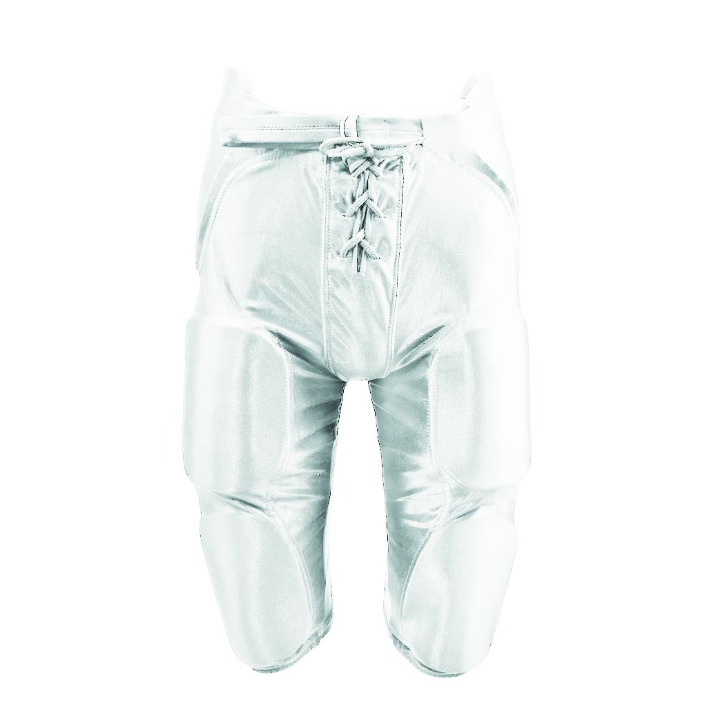 Martin Sports Integrated Dazzle Football Pants, 7 Pad Set Sewn In in White Adult 2XL - Front View