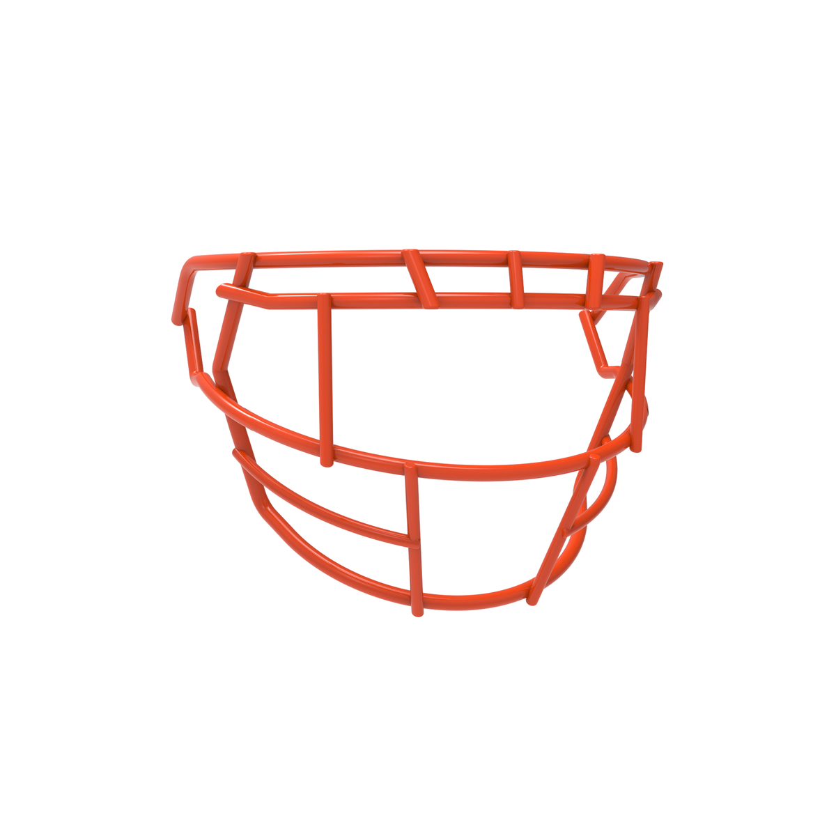 SCHUTT F7 EGOP 808-NB-VC premium football facemask in orange, displayed on a white background.