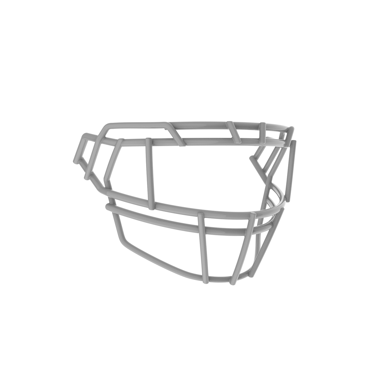 SCHUTT F7PRO-EGOP II football facemask in gray with dual brow bars and extended lower guard, displayed on a white background.