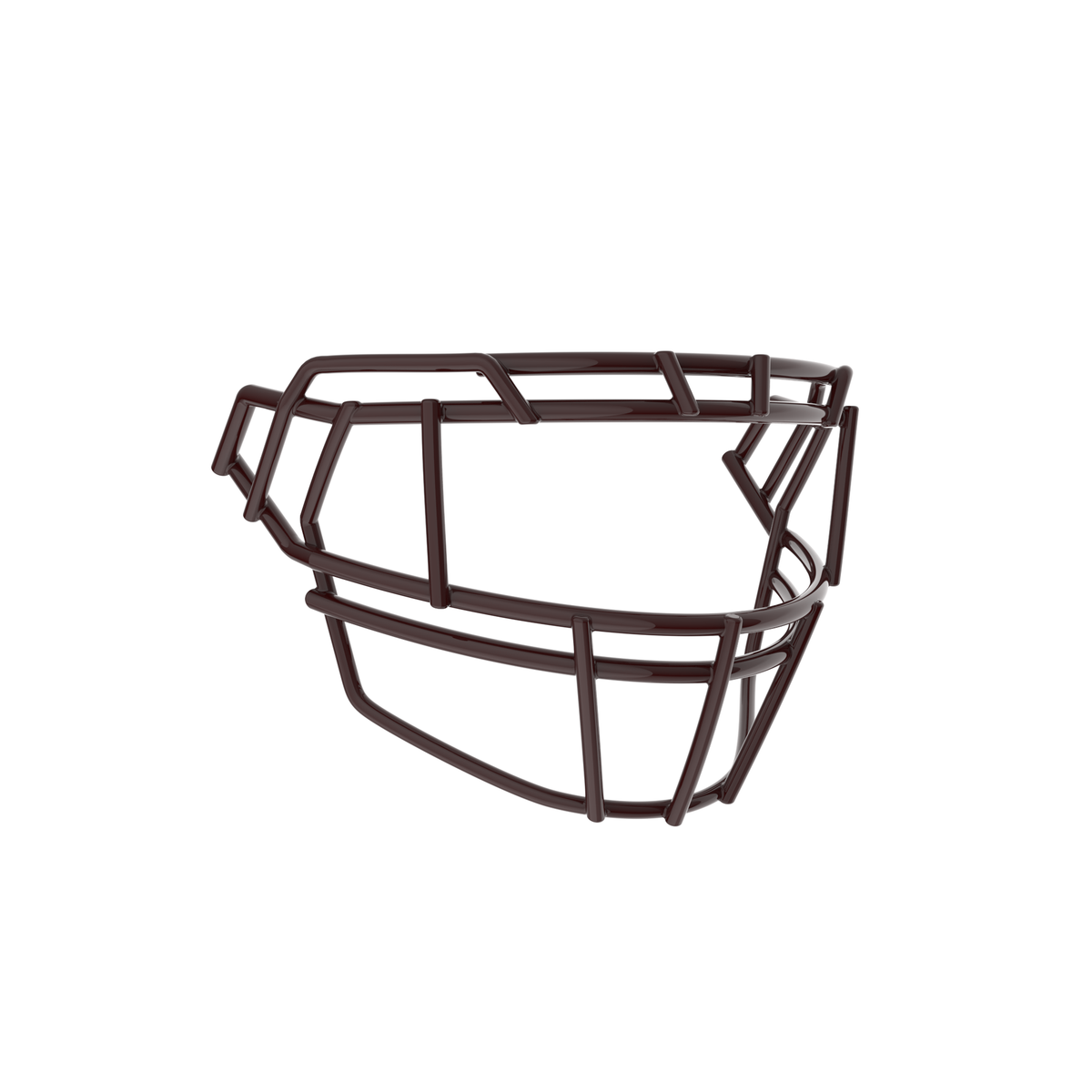 SCHUTT F7PRO-EGOP II football facemask in maroon with dual brow bars and extended lower guard, displayed on a white background.