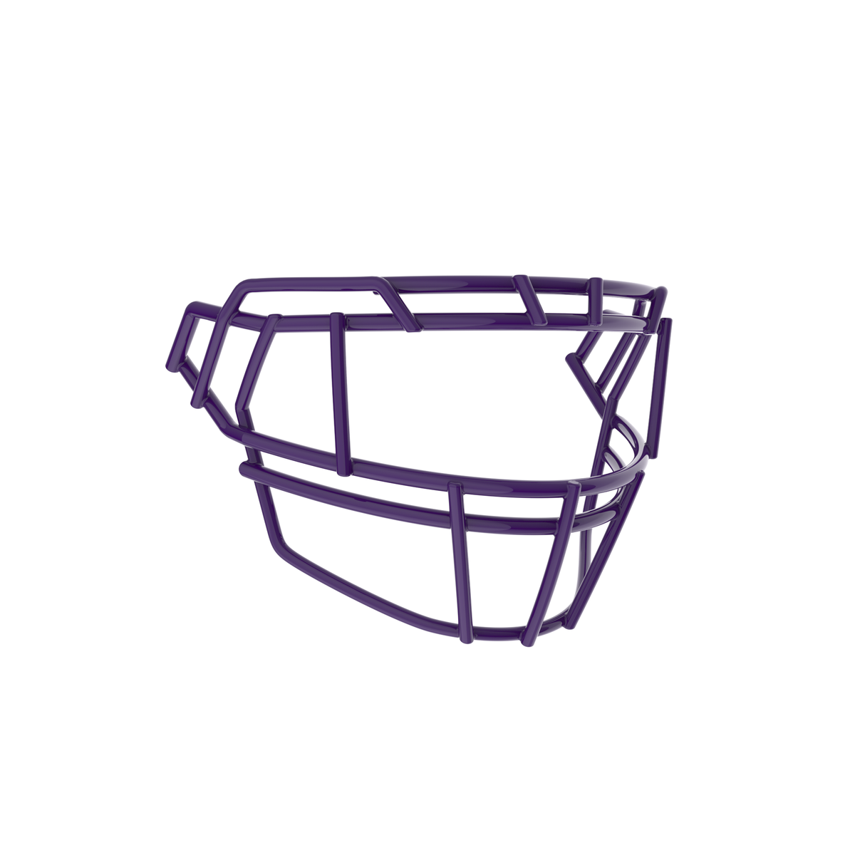 SCHUTT F7PRO-EGOP II football facemask in purple with dual brow bars and extended lower guard, displayed on a white background.