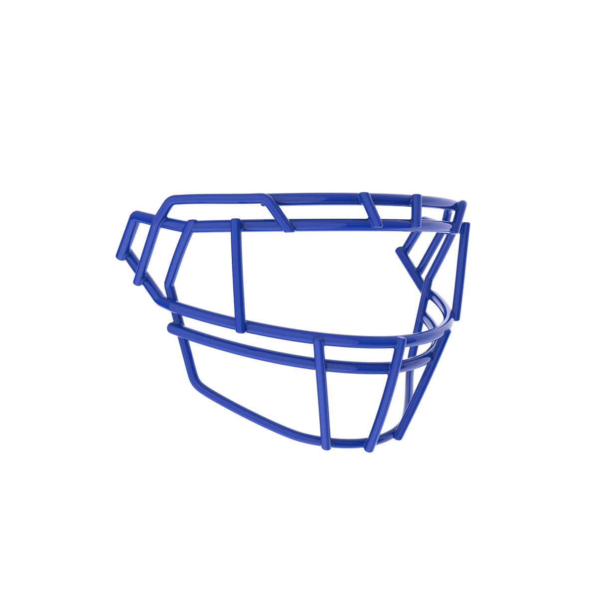 SCHUTT F7PRO-EGOP II football facemask in royal blue with dual brow bars and extended lower guard, displayed on a white background.