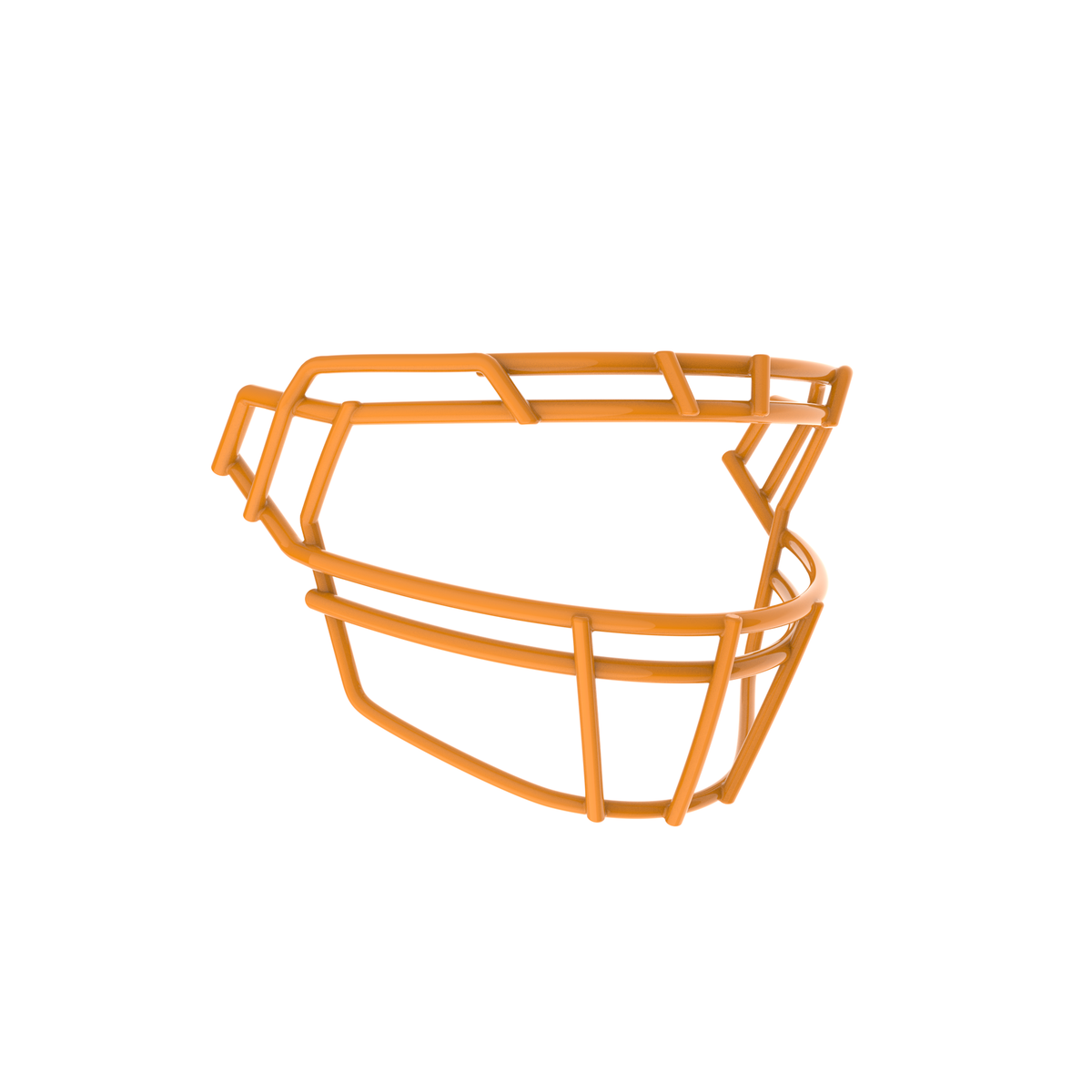 SCHUTT F7PRO-ROPO-DW-O football facemask in gold with dual brow bars and extended lower guard, displayed on a white background.