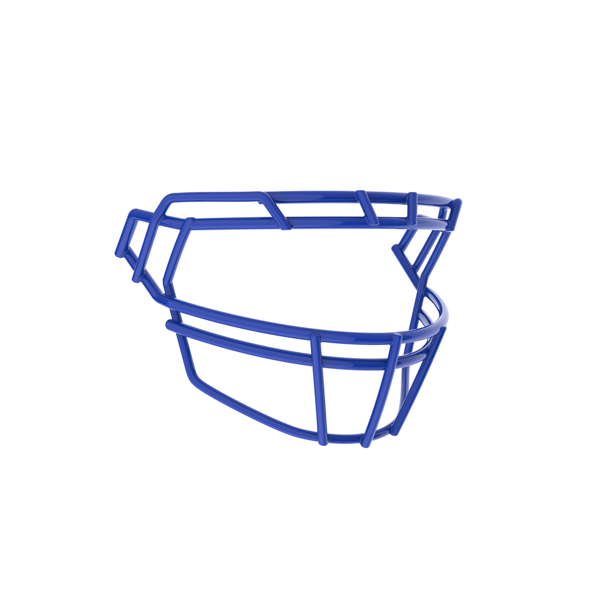 SCHUTT F7PRO-ROPO-DW-O football facemask in royal blue with dual brow bars and extended lower guard, displayed on a white background.